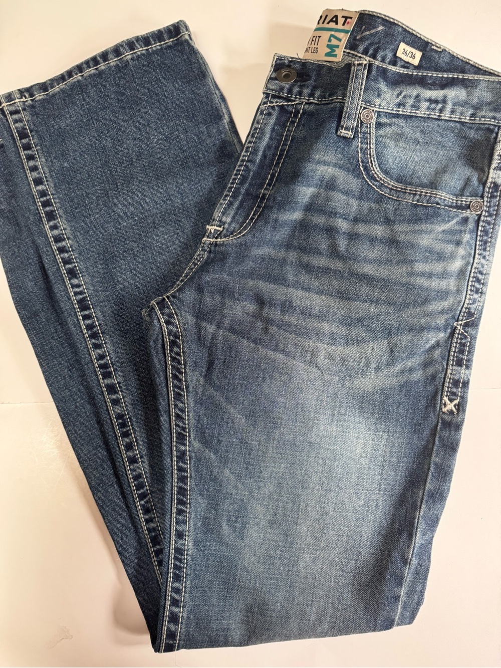 NWT! Ariat M7 Mens Slim Fit  Straight Leg Jeans 36x36 Work Stretch Medium Wash
